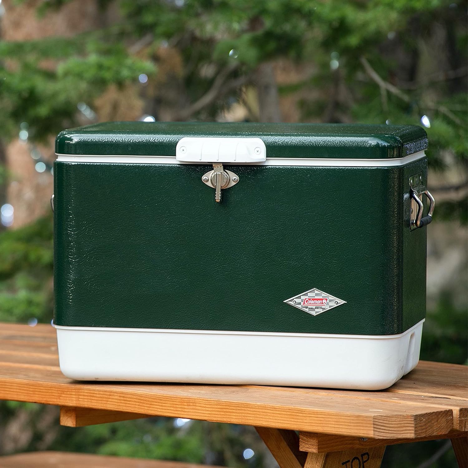 Coleman Vintage 54qt Steel Belted Cooler, Keeps Ice Up to 4 Days, 85-Can Capacity Hard Cooler with Drain & Have-A-Seat Lid - Image 7