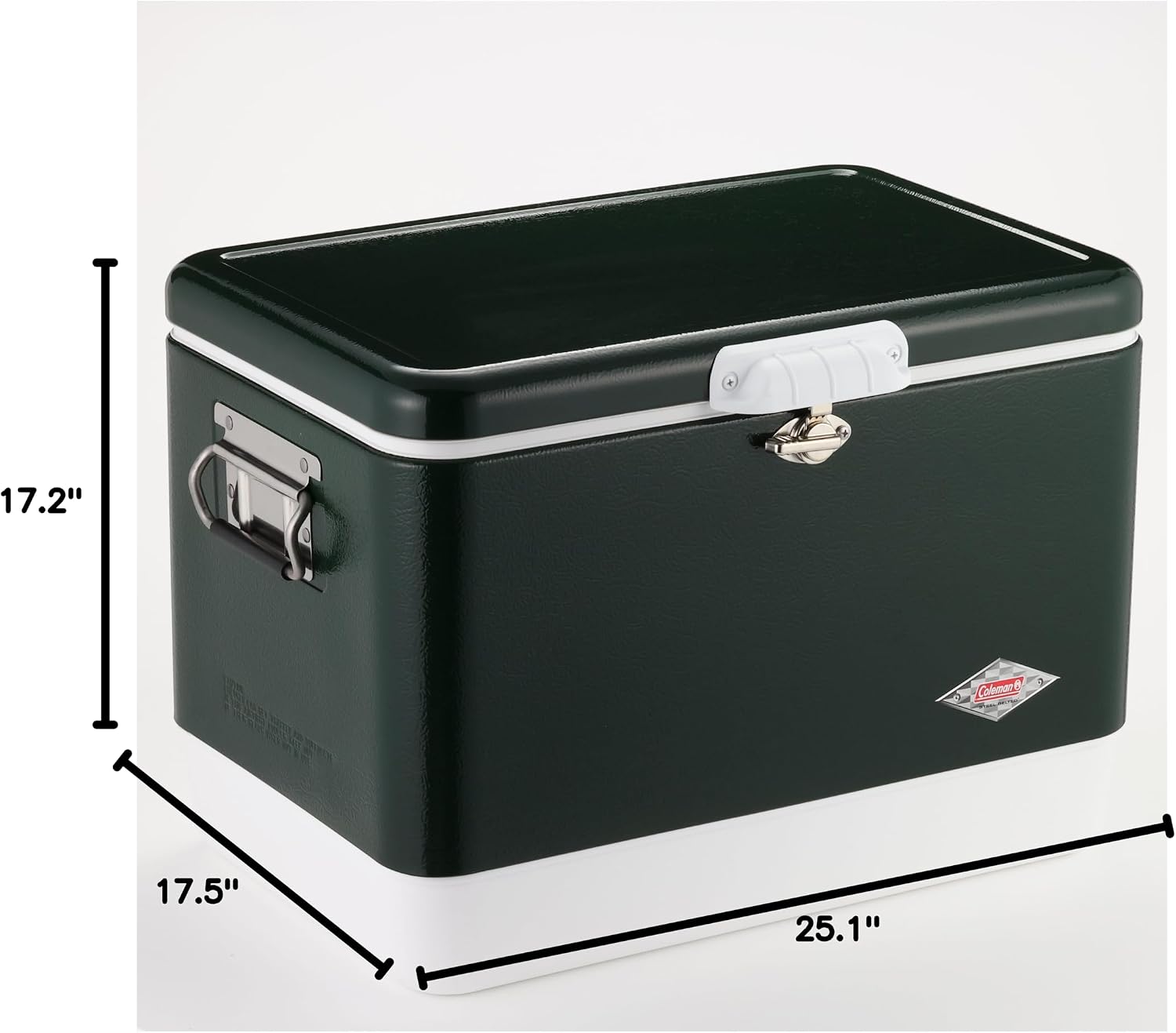 Coleman Vintage 54qt Steel Belted Cooler, Keeps Ice Up to 4 Days, 85-Can Capacity Hard Cooler with Drain & Have-A-Seat Lid - Image 9