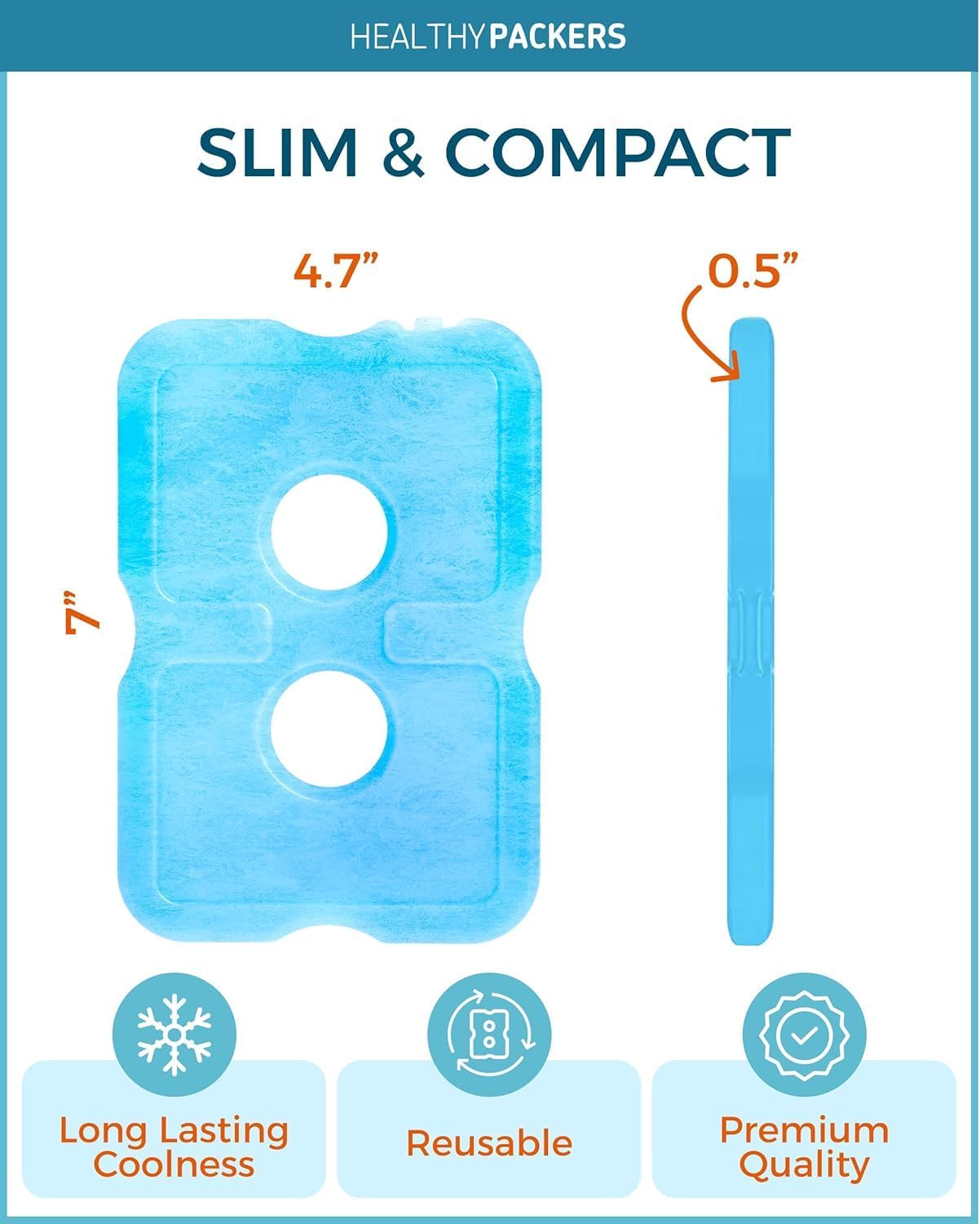 Healthy Packers Ice Packs for Lunch Boxes & Coolers - Freezer Packs - Original Cool Pack | Cooler Accessories for Beach, Camping & Fishing | Slim & Long-Lasting Reusable Ice Pack for Cooler - Image 2
