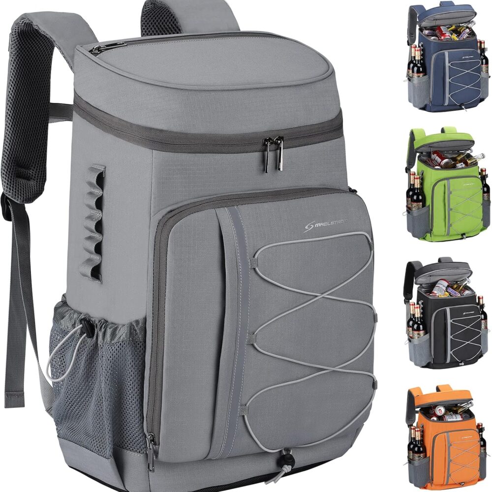 Maelstrom 35/50Can Insulated Cooler Backpack, Leakproof Soft Lunch Ice Bag | 16h Cold,Multi-Pockets,Survival Whistle,Ergonomic Breathable Padding. Perfect For Camping, Hiking, Fishing, Travel, Outdoor