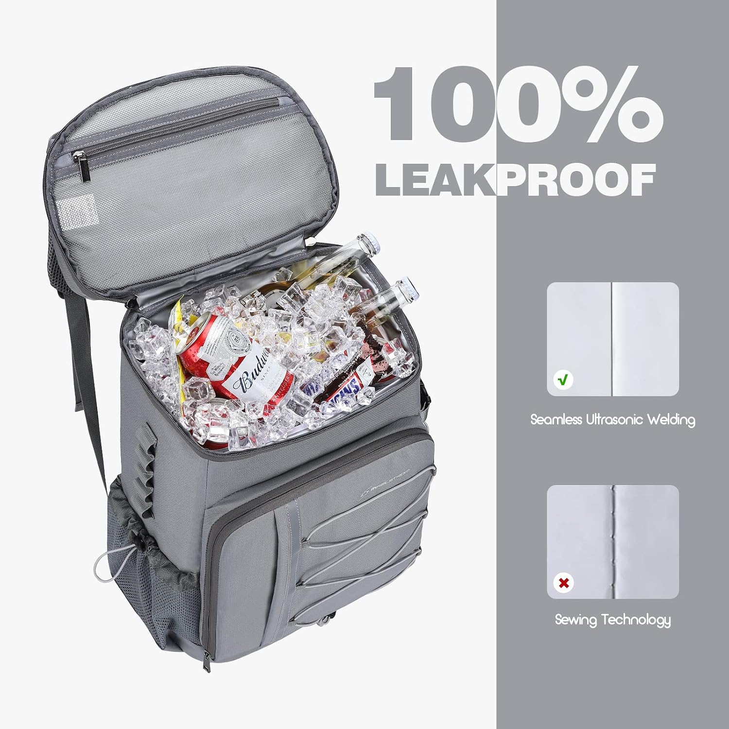 Maelstrom 35/50Can Insulated Cooler Backpack, Leakproof Soft Lunch Ice Bag | 16h Cold,Multi-Pockets,Survival Whistle,Ergonomic Breathable Padding. Perfect For Camping, Hiking, Fishing, Travel, Outdoor - Image 3