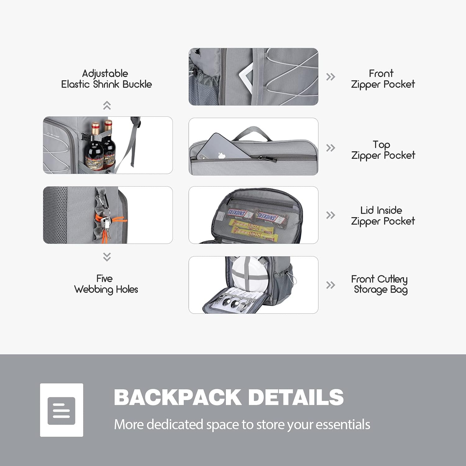 Maelstrom 35/50Can Insulated Cooler Backpack, Leakproof Soft Lunch Ice Bag | 16h Cold,Multi-Pockets,Survival Whistle,Ergonomic Breathable Padding. Perfect For Camping, Hiking, Fishing, Travel, Outdoor - Image 4