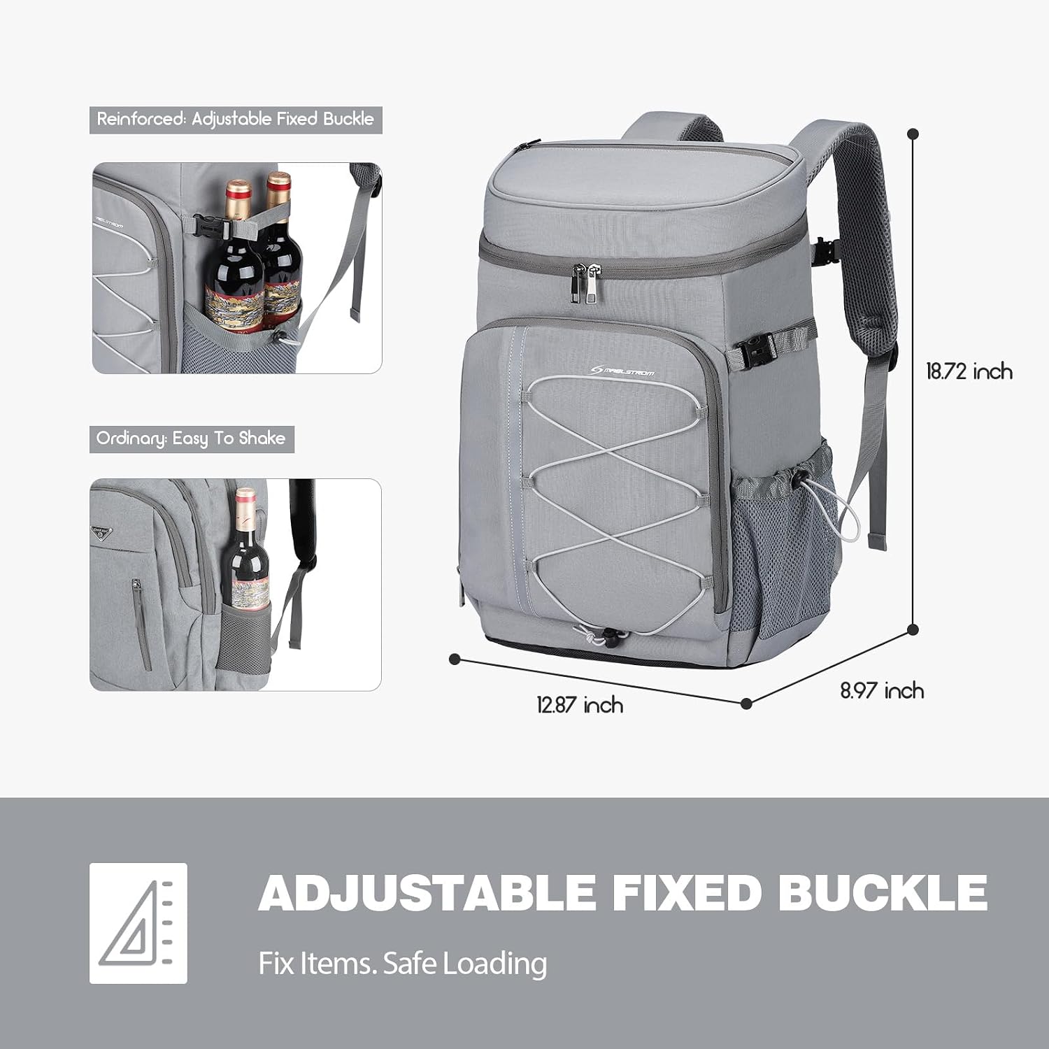 Maelstrom 35/50Can Insulated Cooler Backpack, Leakproof Soft Lunch Ice Bag | 16h Cold,Multi-Pockets,Survival Whistle,Ergonomic Breathable Padding. Perfect For Camping, Hiking, Fishing, Travel, Outdoor - Image 6