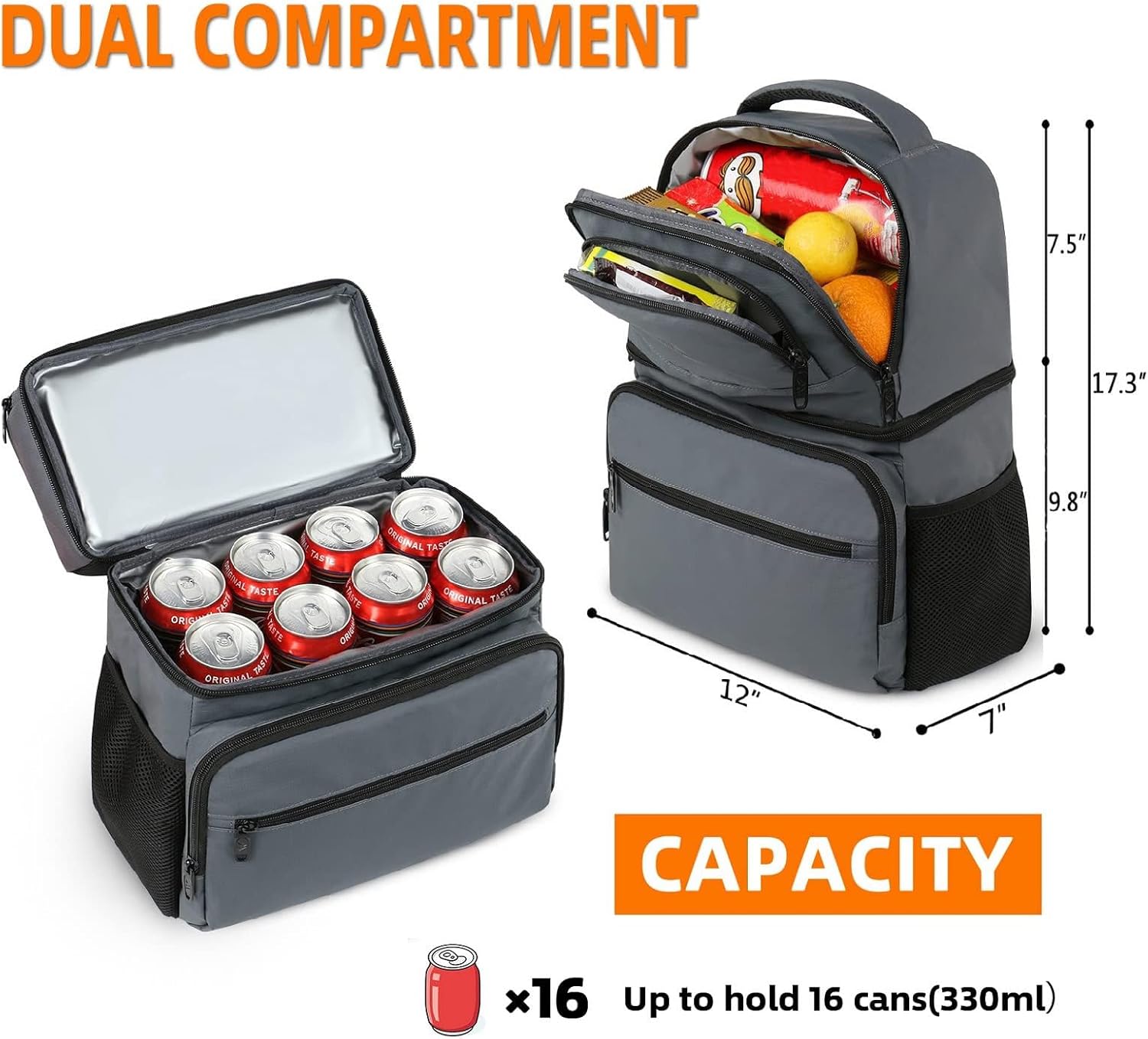 MATEIN Cooler Backpack, 26/40 Cans Insulated Lunch Backpack for Men Women | Double Layer, Lightweight & Soft, with Cooler Compartment, Leakproof Cool Lunchbox Bag, Beer Gifts for Beach Camping Hiking - Image 2
