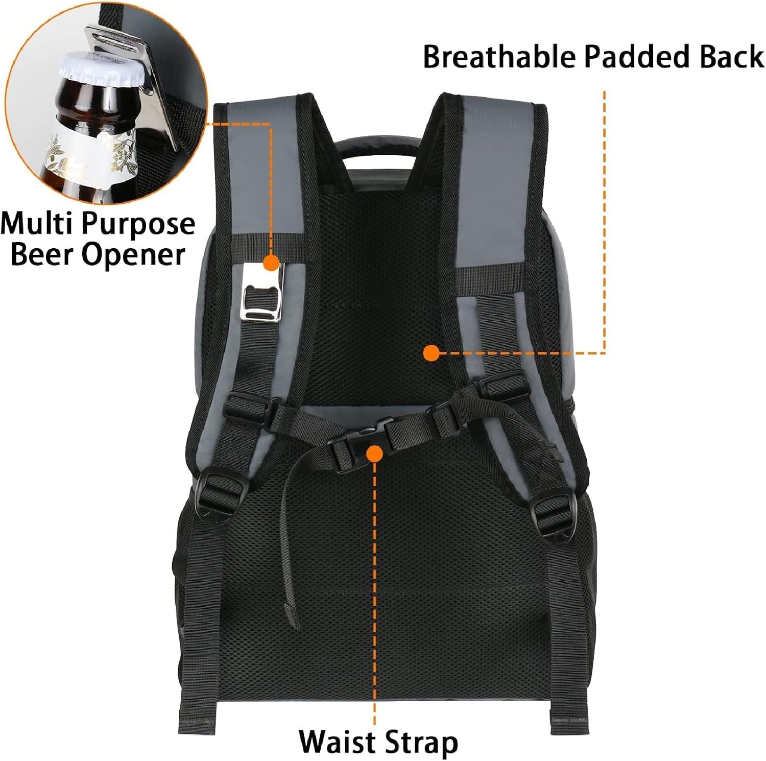 MATEIN Cooler Backpack, 26/40 Cans Insulated Lunch Backpack for Men Women | Double Layer, Lightweight & Soft, with Cooler Compartment, Leakproof Cool Lunchbox Bag, Beer Gifts for Beach Camping Hiking - Image 4