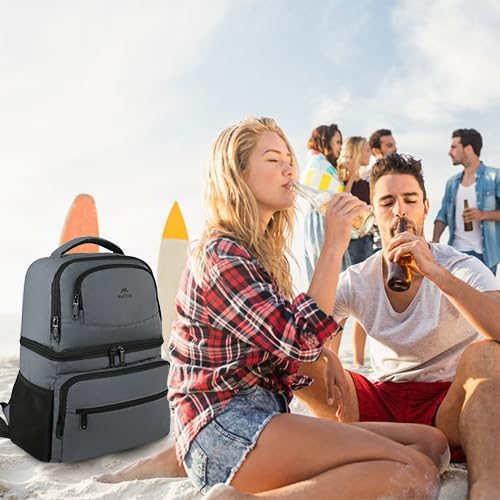 MATEIN Cooler Backpack, 26/40 Cans Insulated Lunch Backpack for Men Women | Double Layer, Lightweight & Soft, with Cooler Compartment, Leakproof Cool Lunchbox Bag, Beer Gifts for Beach Camping Hiking - Image 7