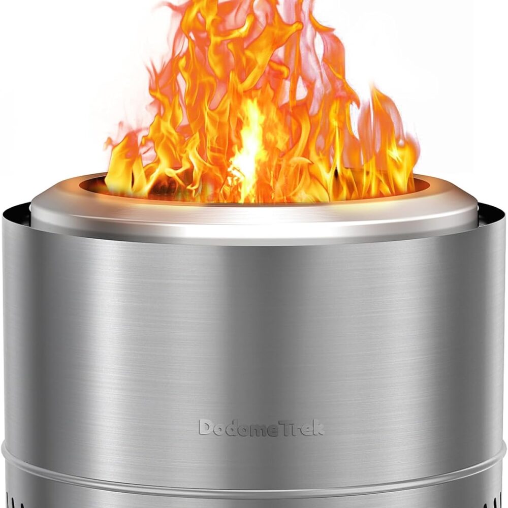 Smokeless Fire Pit with Travel Bag, Portable Outdoor Wood Burning Fireplace, 19 Inch Stainless Steel