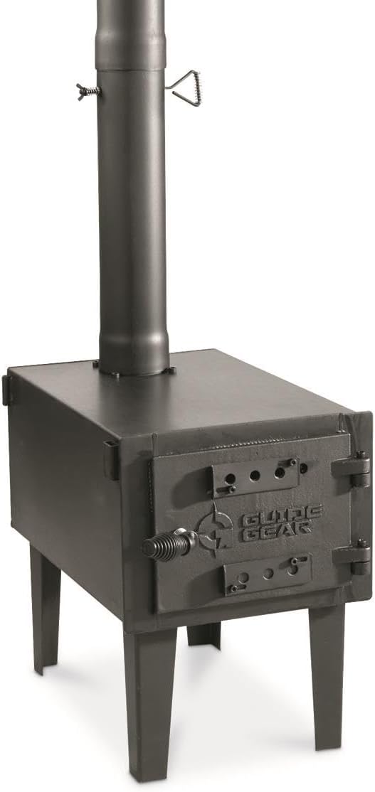 Guide Gear Outdoor Wood Burning Stove; Portable with Chimney Pipe for Cooking and Camping - Image 4